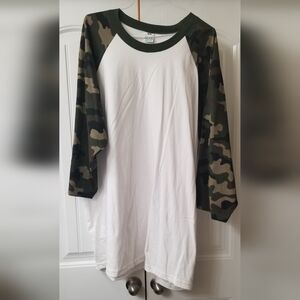 Camouflage and White Long Sleeve Shirt